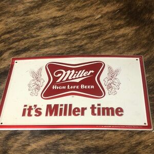 Miller Time aluminum sign